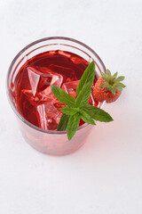 high angle view strawberry mint rum cocktail mojito - 739316361