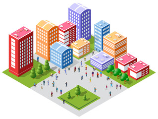 A Buildings isometric game asset art style 3D cityscape view of the top