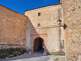Fototapeta na wymiar Puerta de la Villa, entry gate to Pedraza, a charming medieval village in the province of Segovia. Castilla León, Spain, Europe