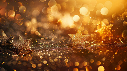glittering stars on golden background