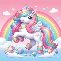 Cute Unicorn Vector Cartoon illustration