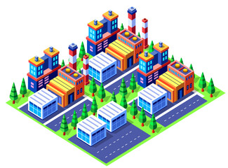 A Buildings isometric game asset art style 3D cityscape view of the top