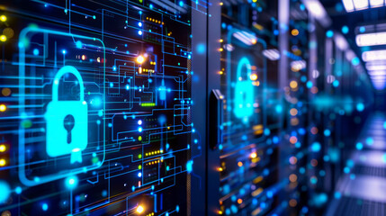 server racks with security interface, data protection and network safety