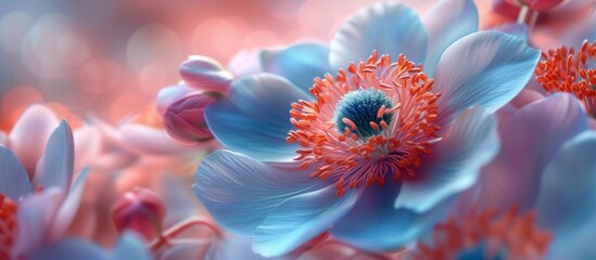 Beautiful Blue and Pink Blooms in a Breathtaking Bouquet of Flowers for a Surreal Spring Setting