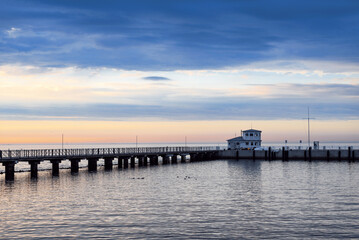 Pier at sunset, Baltic Sea