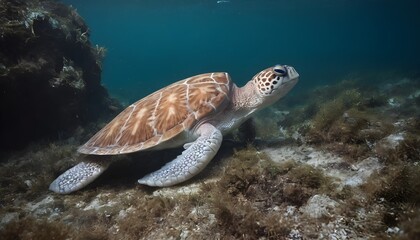 Obraz na płótnie Canvas sea turtle swimming in the sea