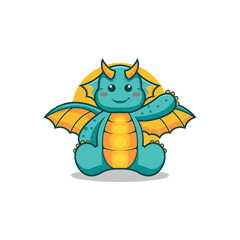 Little Green Dragon: Cute and Adorable in Cartoon Vector Icon Illustration