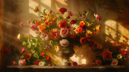 floral arrangement in baroque atmosphere