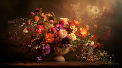 Fototapeta na wymiar floral arrangement in baroque atmosphere