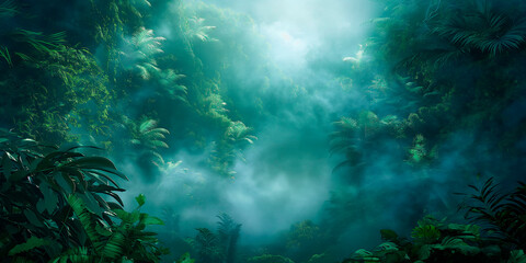 Fototapeta na wymiar foggy view of a rainforest