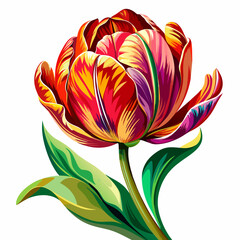 Tulip, flower, Flower, real paint style, white background