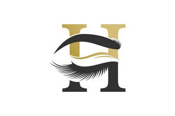 beauty eyelash element design with combination letter concept