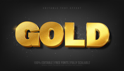 Editable gold text effect with retro, metal, shiny glitter effect and grunge texture. Luxury gold text effect for social media business marketing banner. Golden typography logo 3d rendering mockup. - obrazy, fototapety, plakaty