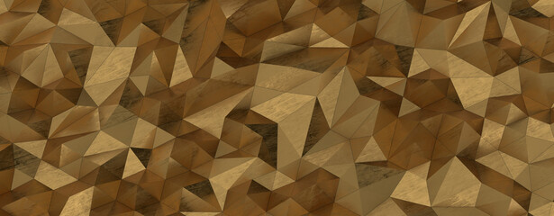 Obraz premium Gold Polygon Background 3D Rendering