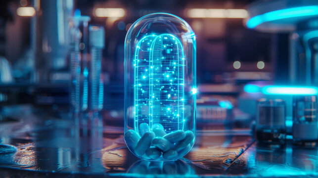 Pharmaceutical wireframe capsule, micro-environment