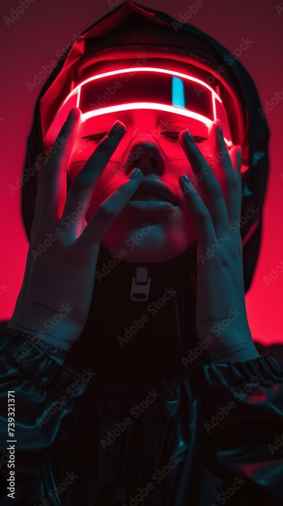 Sticker a person with red light on their face