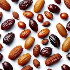 vector illustration date fruits with palm leaves isolated on the white background. tasty date fruits concept.