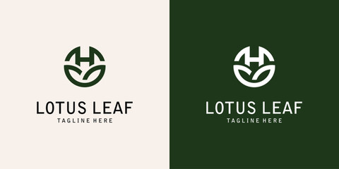 Simple lotus leaf logo design with combination letter from A to Z| premium vector - obrazy, fototapety, plakaty