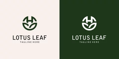 Fotobehang Simple lotus leaf logo design with combination letter from A to Z  premium vector © arif