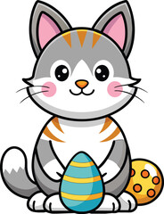 cat with Easter egg