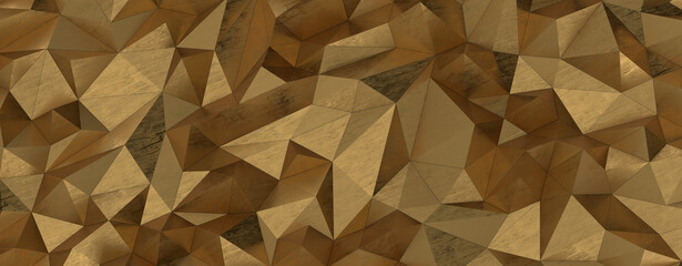 Obraz premium Gold Polygon Background 3D Rendering