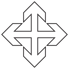 four-sided arrow icon. Element of simple icon for websites, web design, mobile app, info graphics. Thin line icon for website design and development, app development 