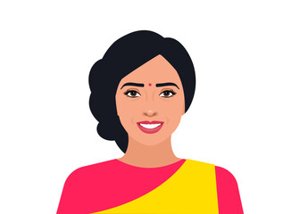 happy smiling indian  woman wearing traditional clothes background vector illustration