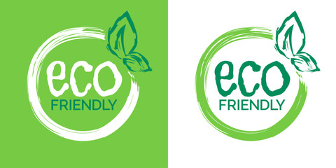 eco friendly green logo icon emblem  sticker design vector illustration