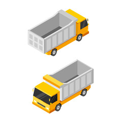 isometric heavy dump truck on white background vector illustration © Pemuda Santaii