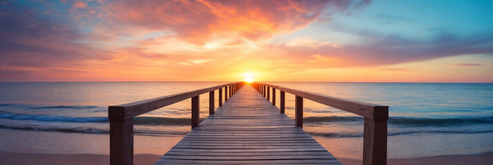 A vibrant sunset paints the sky over a serene lake. Generative AI - 739326197