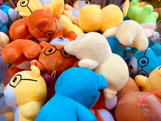 colorful teddy bear toys. Bear with sunglasses. Cute. Kids Dolls