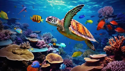 Tuinposter Fish in the water, coral reef, underwater life, various fish and exotic coral reefs © Virgo Studio Maple