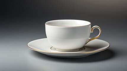 A classic porcelain teacup, its timeless elegance and simple design presented against a pristine whi