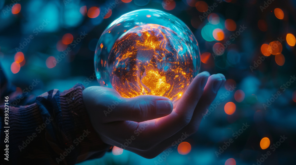 Canvas Prints hands holding illuminated globe