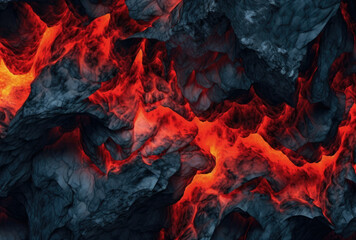 Close Up of Lava Rock With Red Flames