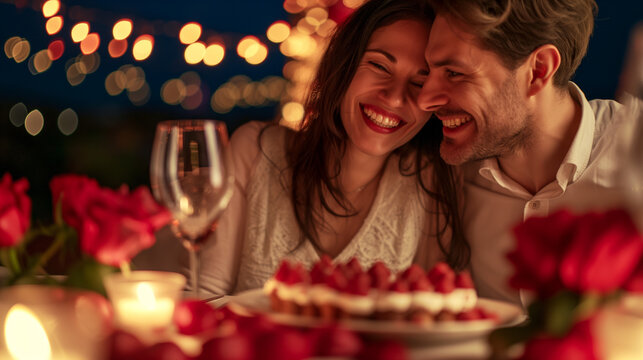A couple celebrating Valentine's Day. Generative Ai.
