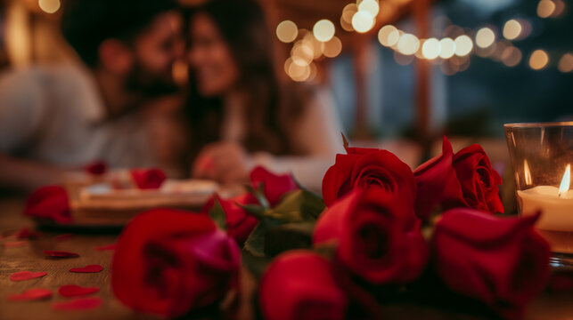 A couple celebrating Valentine's Day. Generative Ai.