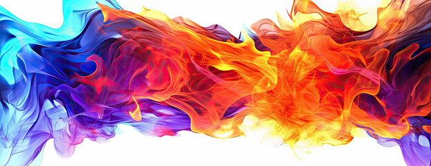 Close Up of Colorful Fire on White Background