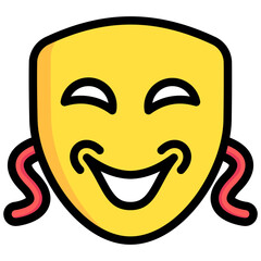 Laughing Mask lineal multi color icon, related to carnival, festival theme, best for UI, UX kit, web and app development.
