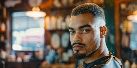 man getting a haircut in a barbershop Generative AI