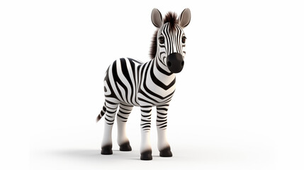 3d cartoon zebra isolated on white background