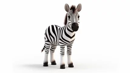 Foto op Canvas 3d cartoon zebra isolated on white background © Surasri