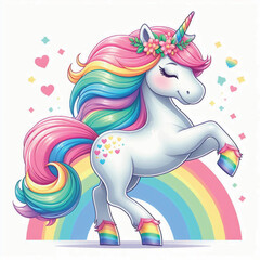 Cute Unicorn Vector Cartoon illustration