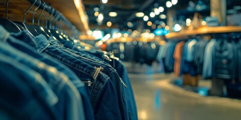 clothes on hangers in a clothing store Generative AI
