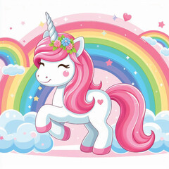 Cute Unicorn Vector Cartoon illustration