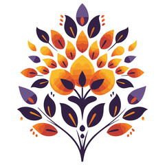 abstract floral symbol flat design with ornament, PNG