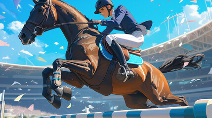 障害馬術の競技シーン