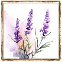Fototapeta premium Watercolor Painting of Purple Flowers on White Background