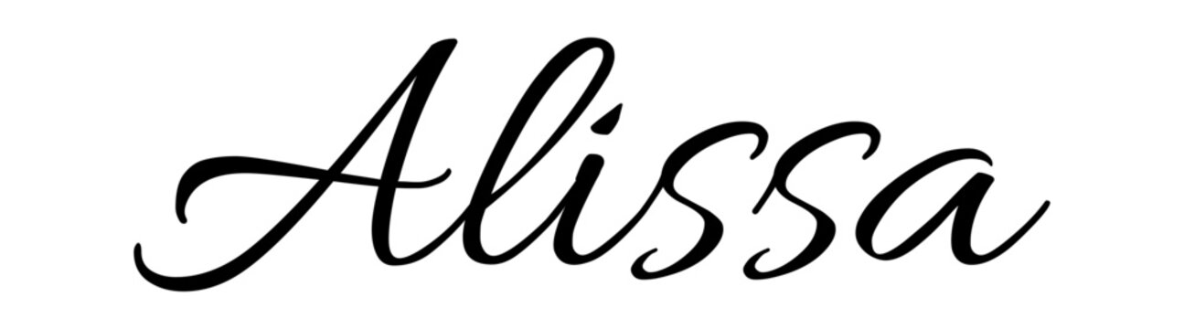 Alissa - black color - name written - ideal for websites,, presentations, greetings, banners, cards,, t-shirt, sweatshirt, prints, cricut, silhouette, sublimation	


