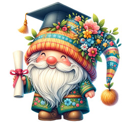 Obraz na płótnie Canvas Cute Gnome Spring Seasonal Clipart Illustration